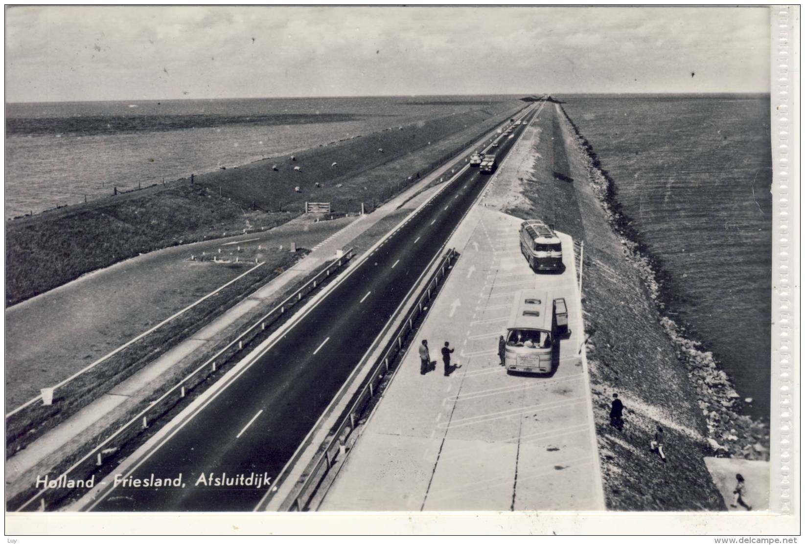 HOLLAND - FRIESLAND,  Afsluitdijk, Autobus , Gel. 1969, Photo Postcard - Den Oever (& Afsluitdijk)