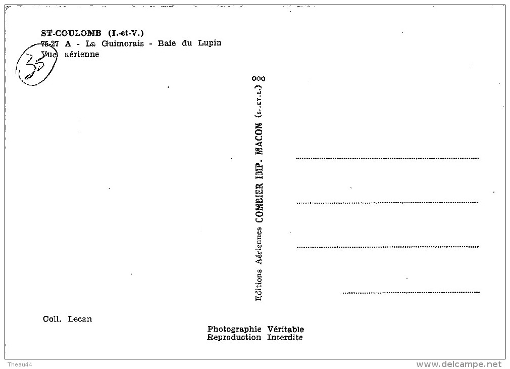 ¤¤  -   75-27 A   -  SAINT-COULOMB   -  La Guimorais  -  Baie Du Lupin    -    Vue Aérienne   -  ¤¤ - Saint-Coulomb