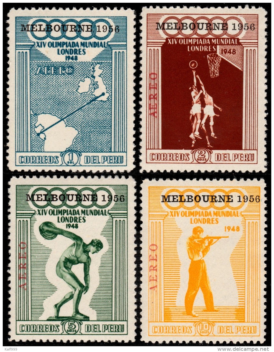 ~~~ Peru 1957 - Olympic Games Melbourne 1956 - Mi. 547/550 ** MNH ~~~ - Peru