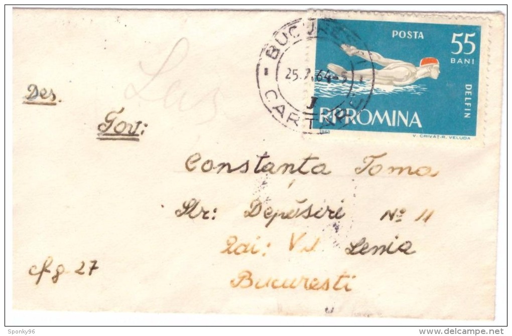 STORIA POSTALE - ROMANIA - POSTA ROMANA - ANNO 1964 - BUCARESTI - BUCAREST - CARTARE - PER TOMA CONSANTINA - - Marcophilie