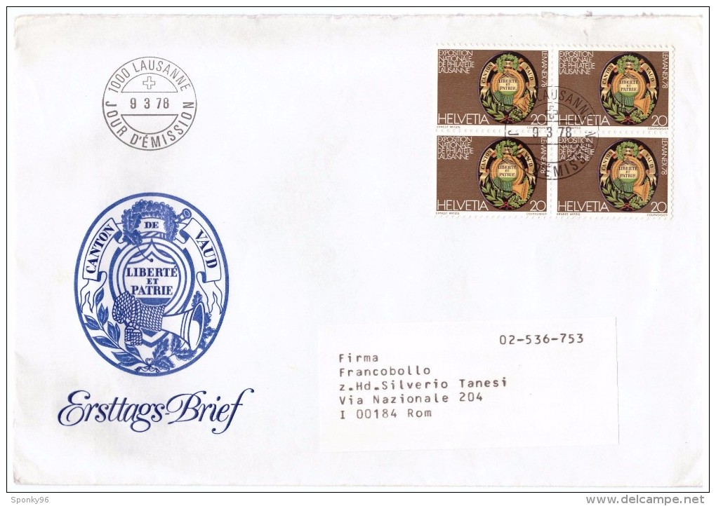 STORIA POSTALE - HELVETIA - SVIZZERA - ANNO 1978 - LAUSANNE - ERSTTAGS BRIEF -  EXPOSITION NATIONALE DE PHILATELIE - - Postmark Collection