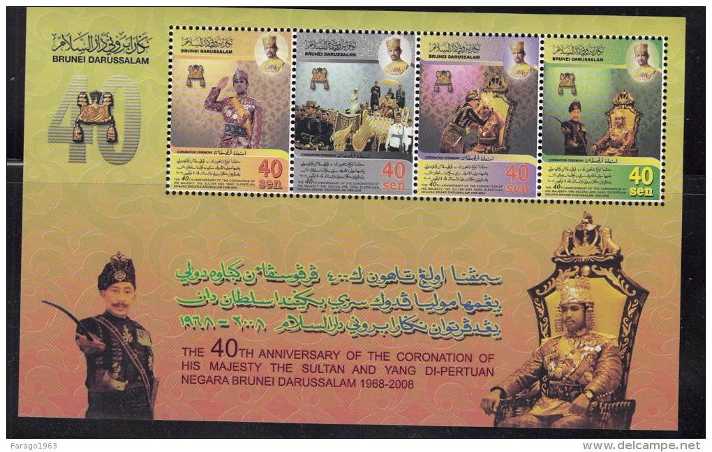 2008 Brunei Coronation Of Sultan  Complete Set Of 4 & Miniature Sheet MNH - Brunei (1984-...)