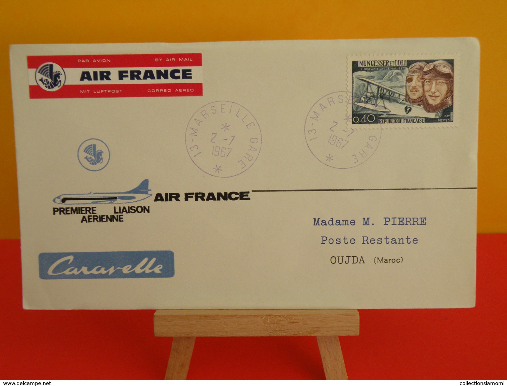 FDC - Air France 1er Liaison Aérienne De La Caravelle  Maroc - 13 Marseille  - 2.7.1967 - 1er Jour, Coté .. € - 1960-1969