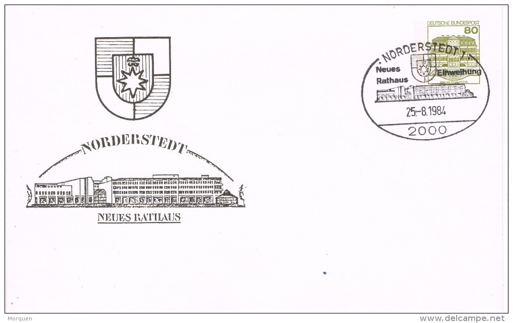 19236. Carta Entero Postal NORDERSTEDT (Alemania Federal) 1984. Neues Rathaus - Sobres - Usados