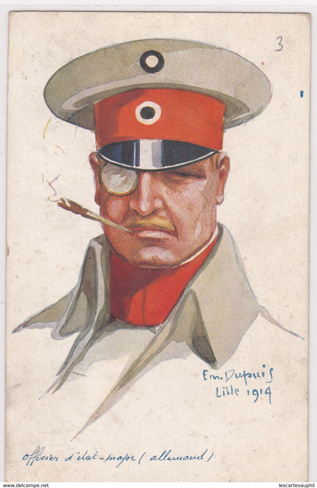 Illustrateur Emile Dupuis Militaire WW1  Leurs Caboches Lille 1914 Officier Etat Major Allemand Porte Cigarette Monocle - Dupuis, Emile