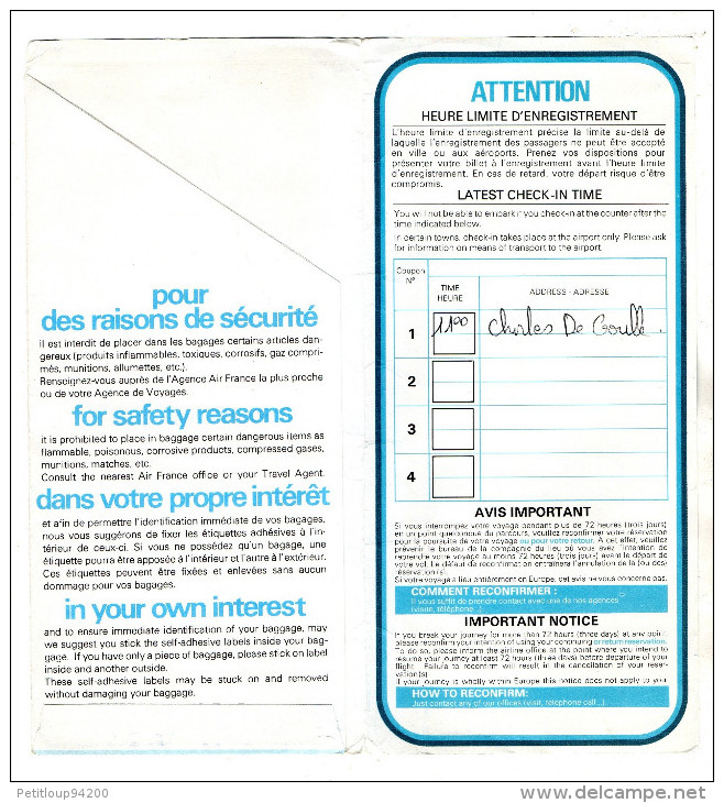 POCHETTE *TICKETS *DOCUMENTS VOYAGE  Aviation Commerciale   AIR FRANCE - Tickets