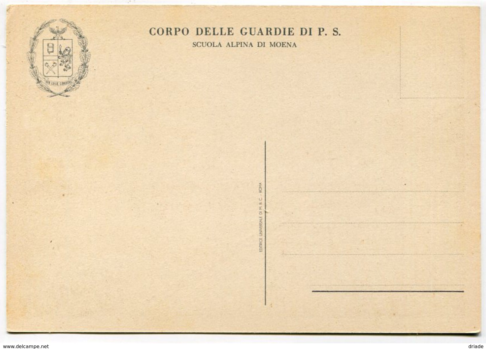 CARTOLINA CORPO DELLE GUARDIE DI P.S. SCUOLA ALPINA DI MOENA TRENTO - Polizia – Gendarmeria