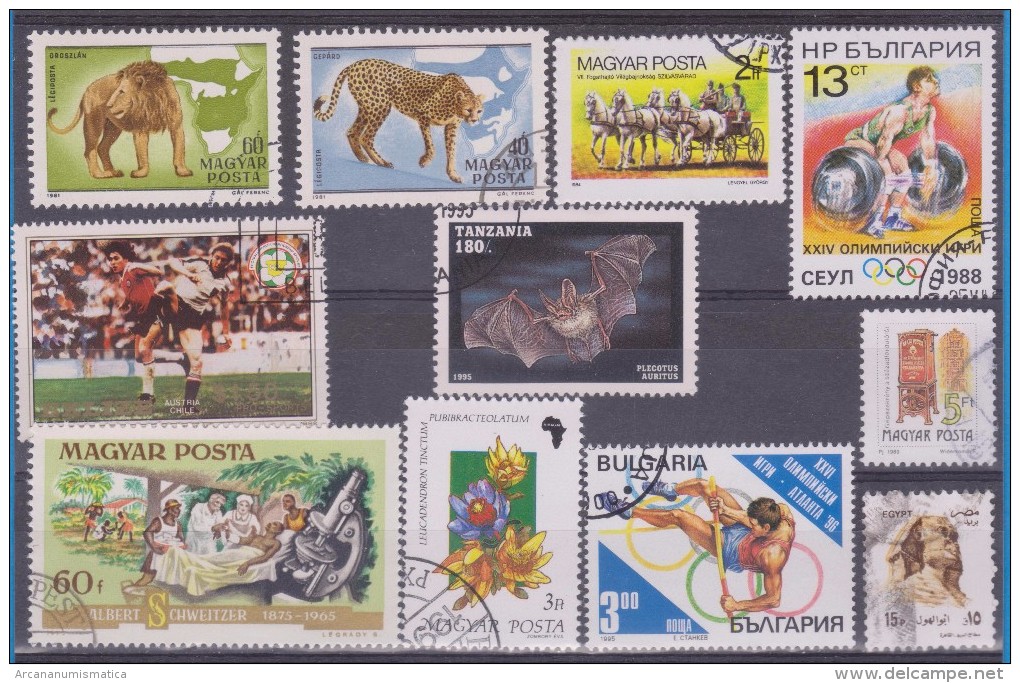 LOT OF USED STAMPS DEPORTES SPORTS ANIMALES  ANIMALS  PAISES  COUNTRIES VARIOS  VARIOUS   S-1571 - Vrac (max 999 Timbres)