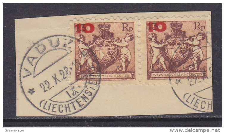 Liechtenstein 1924 Freimarken / Aushilfsausgabe Z. 9,5 Pair, Used On Paper Ca Vaduz 22 X 28 (32113) - Gebruikt