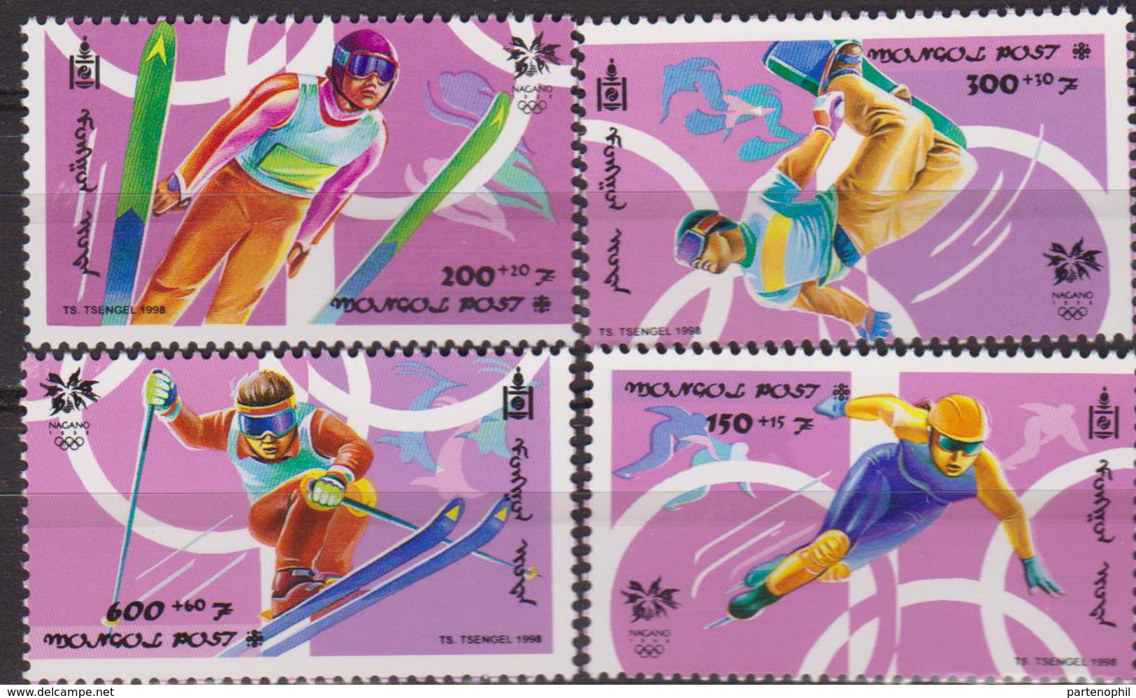 MONGOLIA WINTER OLIMPIC GAMES 1998 SPORT 4 V. MNH - Winter 1998: Nagano