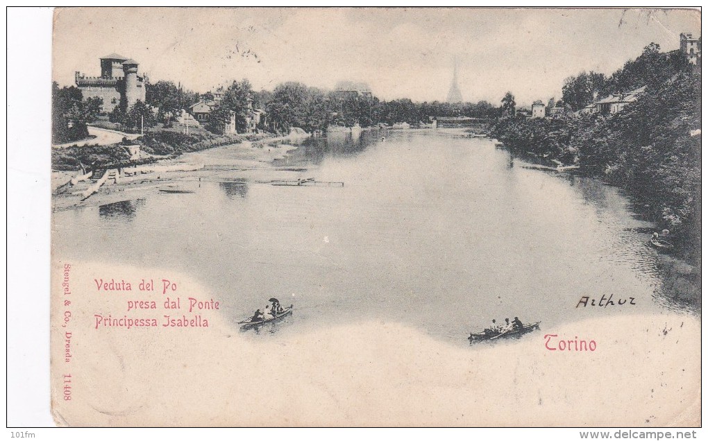 Italy Torino Veduta Del Po Presa Daal Ponte Principessa Isabella Stengel & Co. Dresden - Fiume Po