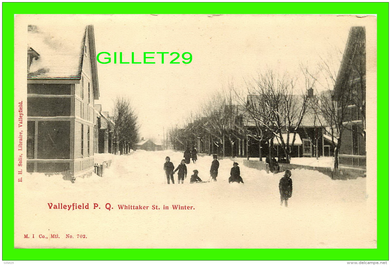 VALLEYFIELD, QUÉBEC -  WHITTAKER STREET IN WATER WITH KIDS - E. H. SOLIS, LIBRAIRE - M. I. CO - - Autres & Non Classés