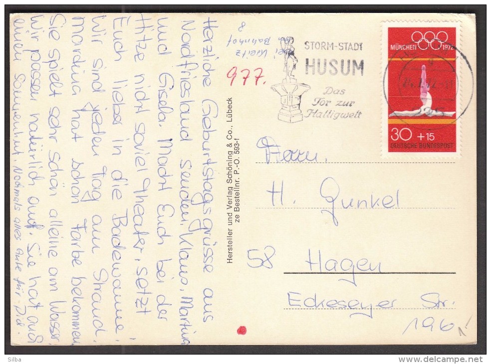 Germany Husum 1972 / Storm Town / St. Peter / Olympic Games Munich / Gymnastics / Machine Stamp - Husum