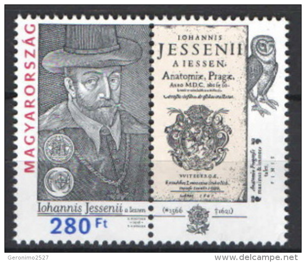 HUNGARY 2016 PEOPLE 450 Years From The Birth Of JAN JESSENIUS - Fine Stamp + Label MNH - Ongebruikt