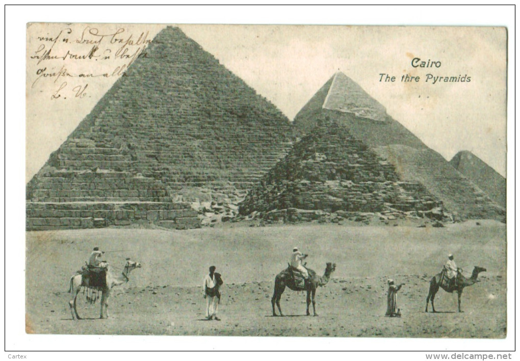 12676 Cpa LE CAIRE / CAIRO , The Thre Pyramids , Les Trois Pyramides , Tres Jolie Carte ! 1908 - Cairo