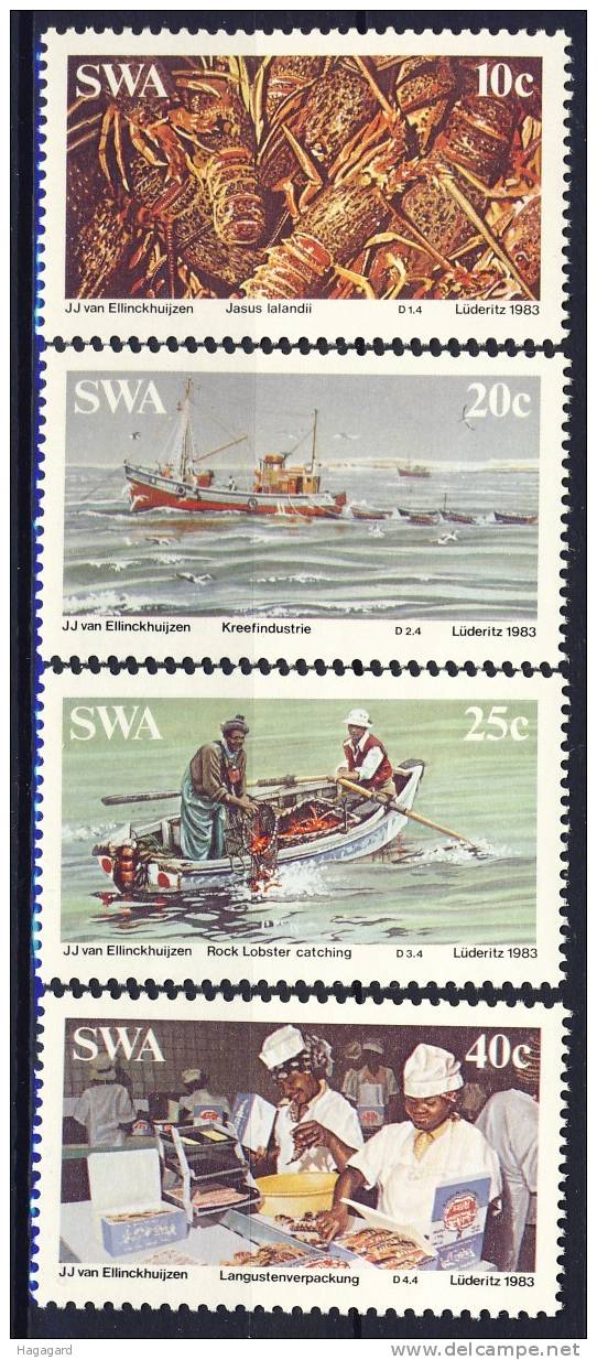 #SWA 1983. Fishing: Lobster Industry. Michel 545-48. MNH(**) - Namibie (1990- ...)