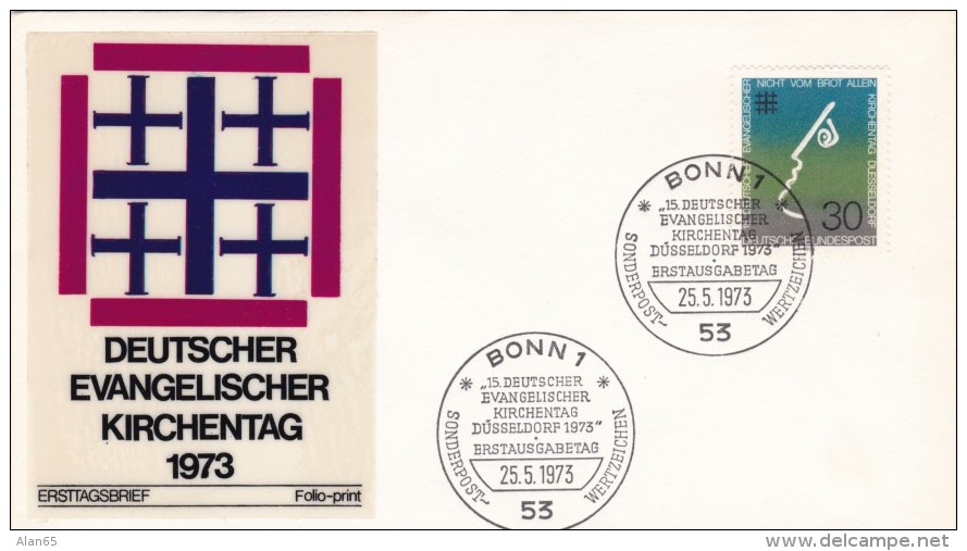 Germany Sc#1118, 15th Meeting German Protestants, 30pf 25 May 1973 Issue, First Day Of Issue Illustrated Cover - Covers & Documents