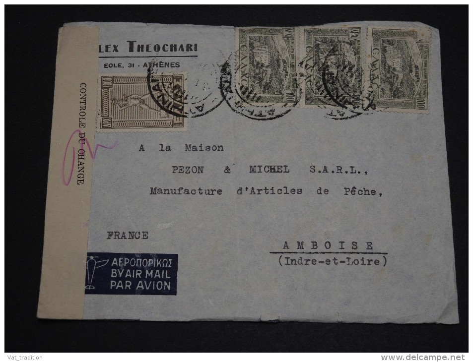 GRECE - Enveloppe Pour La France Avec Contrôle Postal Du Change - A Voir - L 2357 - Lettres & Documents