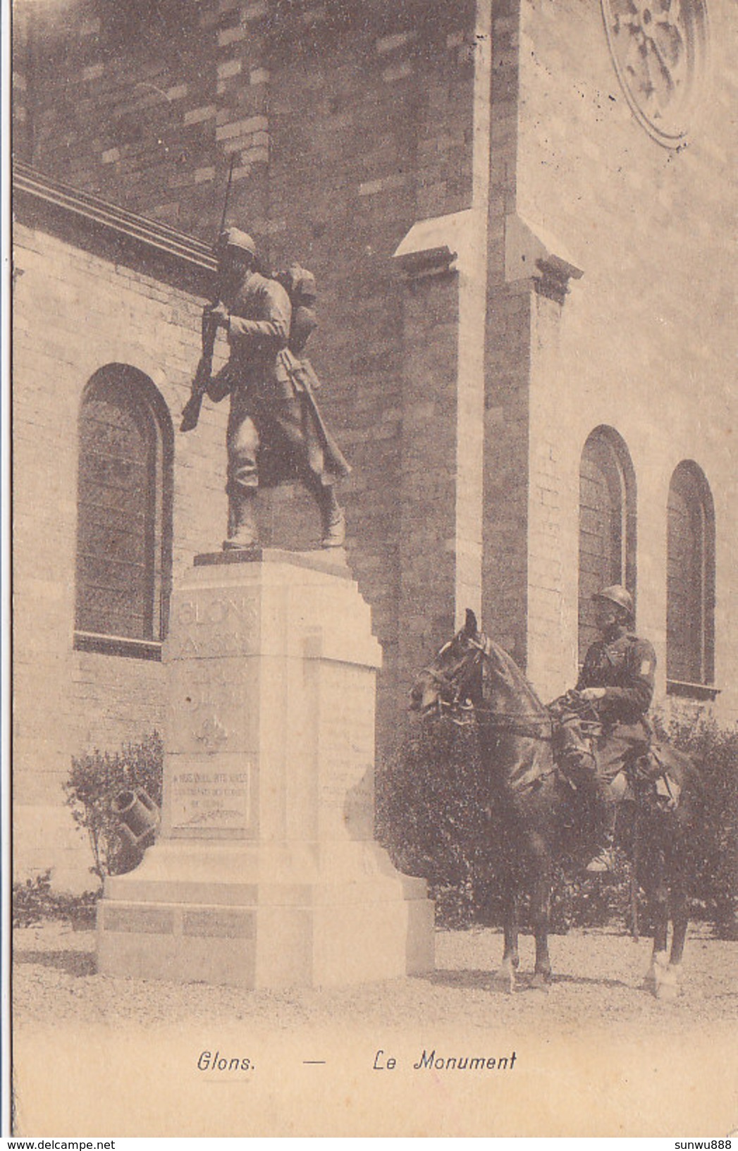 Glons - Le Monument (animée, Cavalier, 1930, Edit Henri Kaquet) - Bassenge