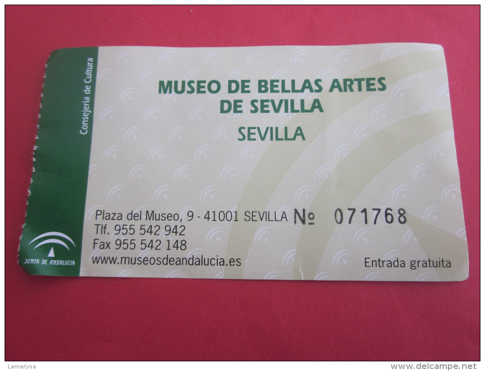 Biglietto Entrata BILLETE Entrada TICKET Entrée TICKET Entrance(Entry)MUSEI MUSEO DE BELLAS ARTES DE SEVILLA ESPANA - Tickets - Entradas