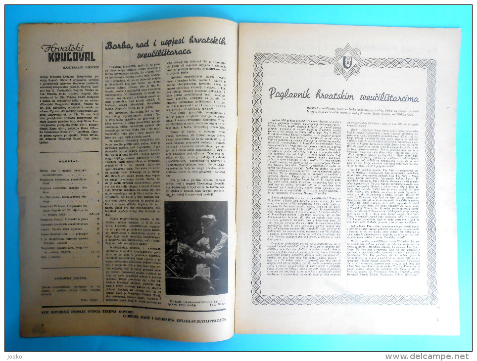 WW2 - CROATIA ( NDH ) - USTASE & POGLAVNIK CROATIAN UNIVERSITY STUDENTS Orig. Vintage Magazine Hrvatski Krugovall 1942. - Autres & Non Classés