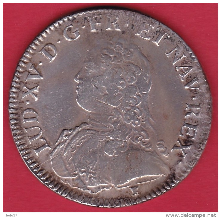 France Ecu Louis XV 1729 "9" - Rennes - TB/TTB - 1715-1774 Louis XV Le Bien-Aimé