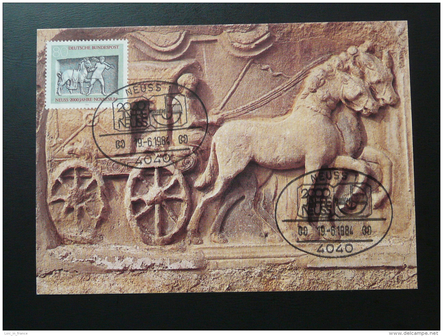 084-17 Diligence Romaine Roman Coach Cheval Horse Postmuseum Karte Carte Maximum Card Neuss 1984 - Kutschen