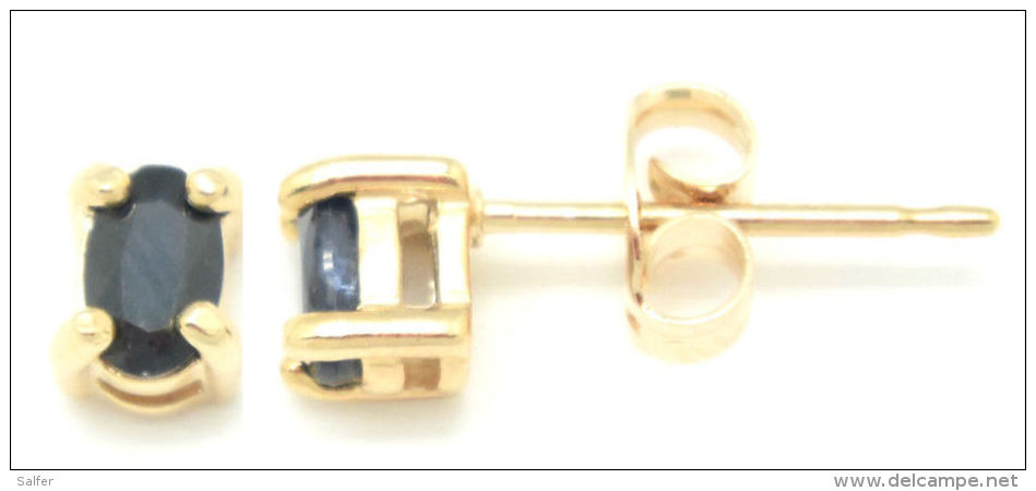 Orecchini In Argento 925 Sterling Lamina In Oro Con Zaffiri - Earrings