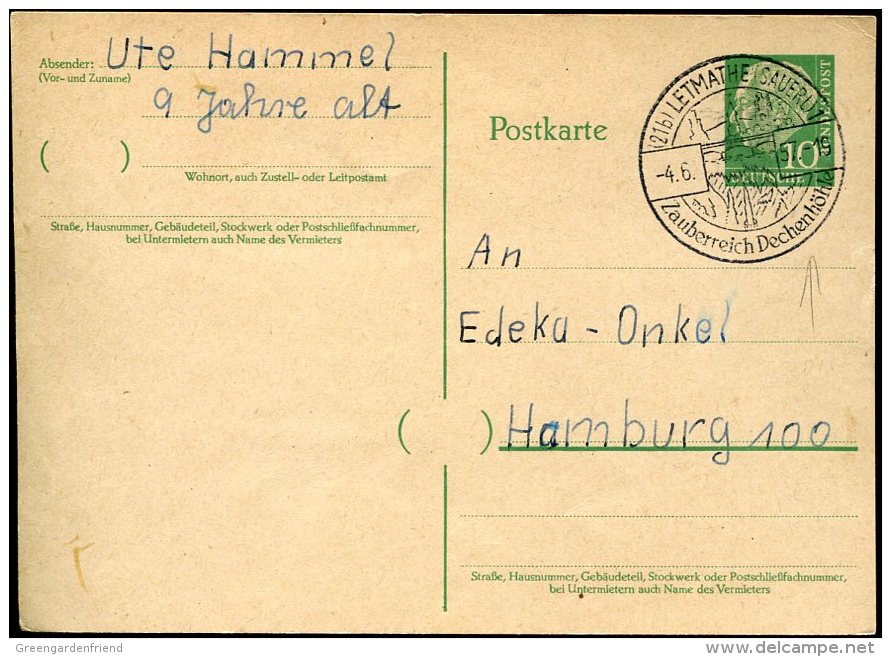 12986  Germany, Special Postmark 1957  Letmathe, Dechenhohle   Grotte, Cave, Holhe - Autres & Non Classés