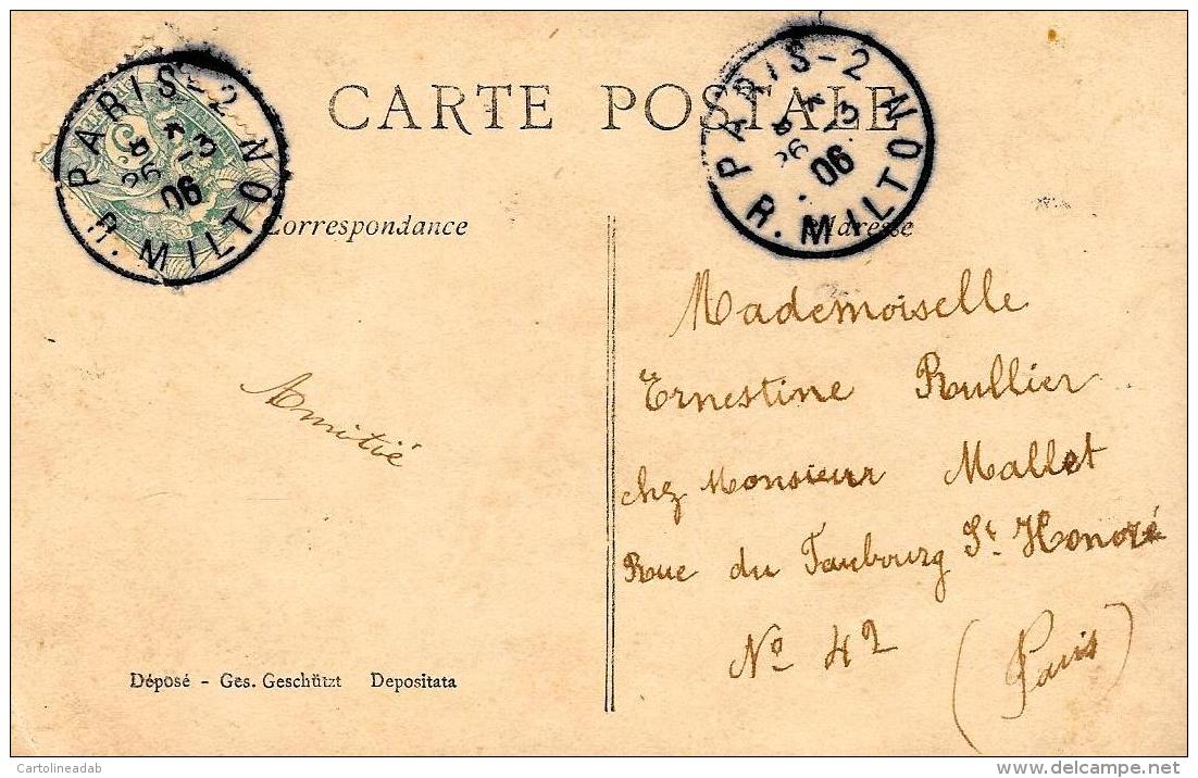 [DC3236] CPA - DONNA CON FIORI ABITO - Viaggiata 1906 - Old Postcard - Donne