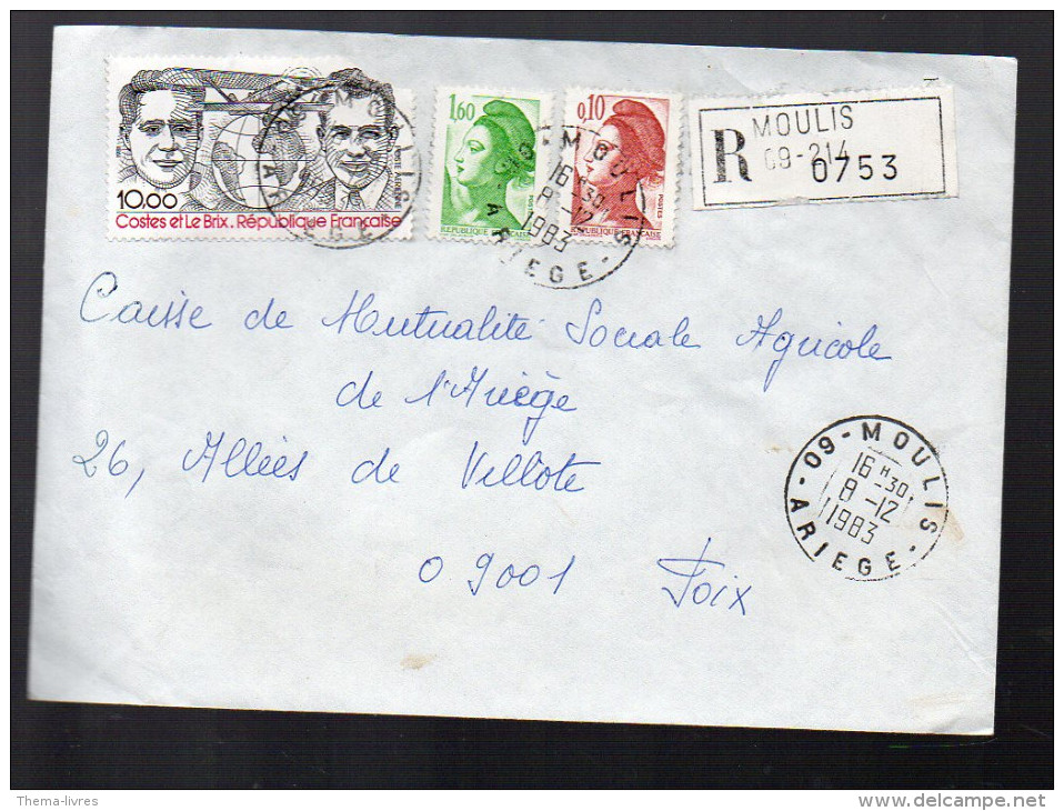 (Moulis,  Ariège) Lettre Recommandée 1983 (PPP3966) - Frankeermachines (EMA)