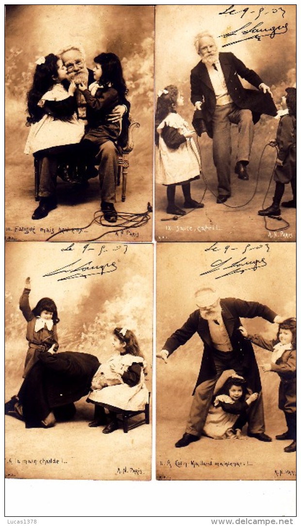 4 CARTES SERIE JEUX D ENFANTS AVEC GRAND PERE / A.N PARIS 1903 - Verzamelingen & Reeksen