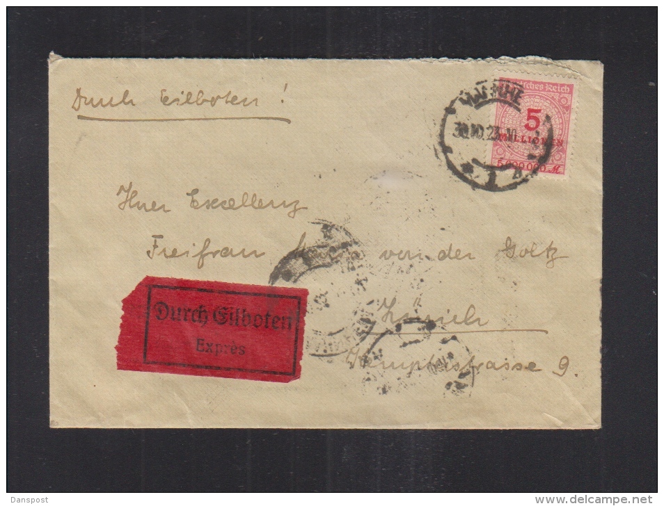 Dt. Reich Expres Brief 1923 Mannheim Nach Zürich - Briefe U. Dokumente