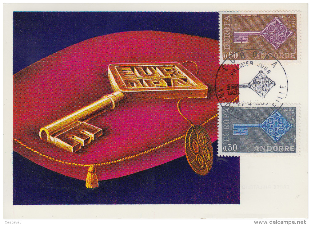 Carte  Maximum  1er  Jour   ANDORRE   Paire   EUROPA    1968 - Maximum Cards