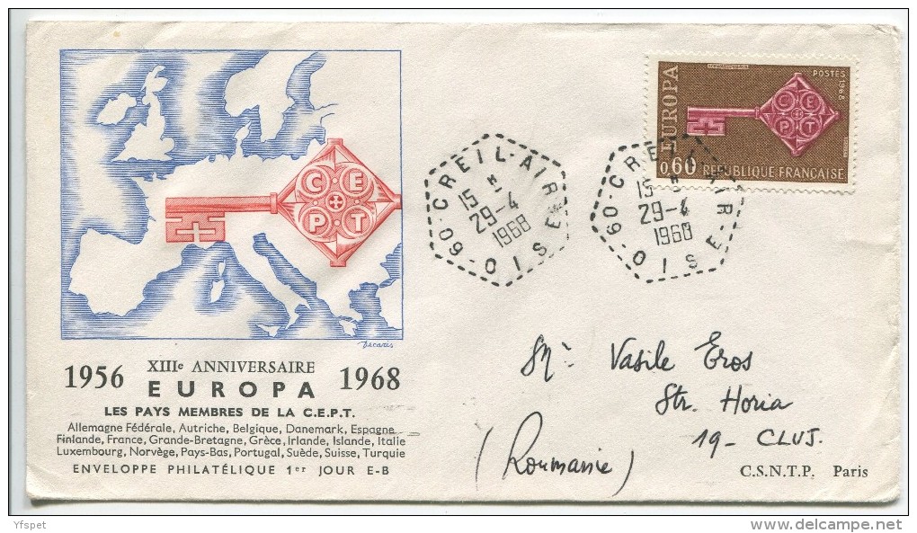 Europa CEPT, Circulated FDC, 1968 - 1968