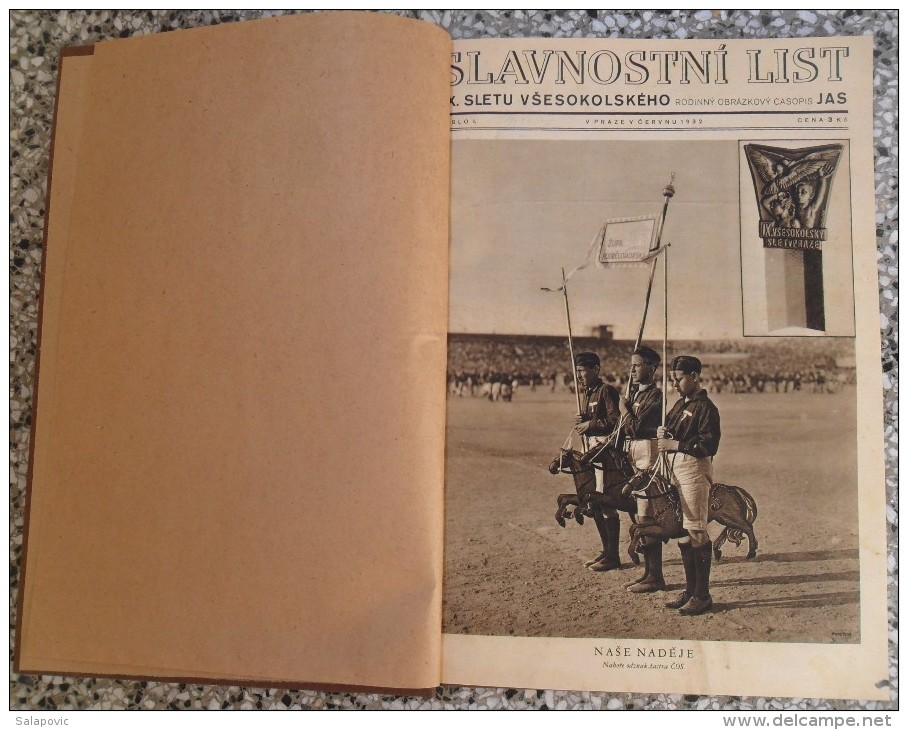 SOKOL &#268;SSR SLAVNOSTNI LIST IX SLETU VŠESOKOLSKEHO 1932,SLAVNOSTNI JAS 1938  Bound 6 PIECES - Other & Unclassified