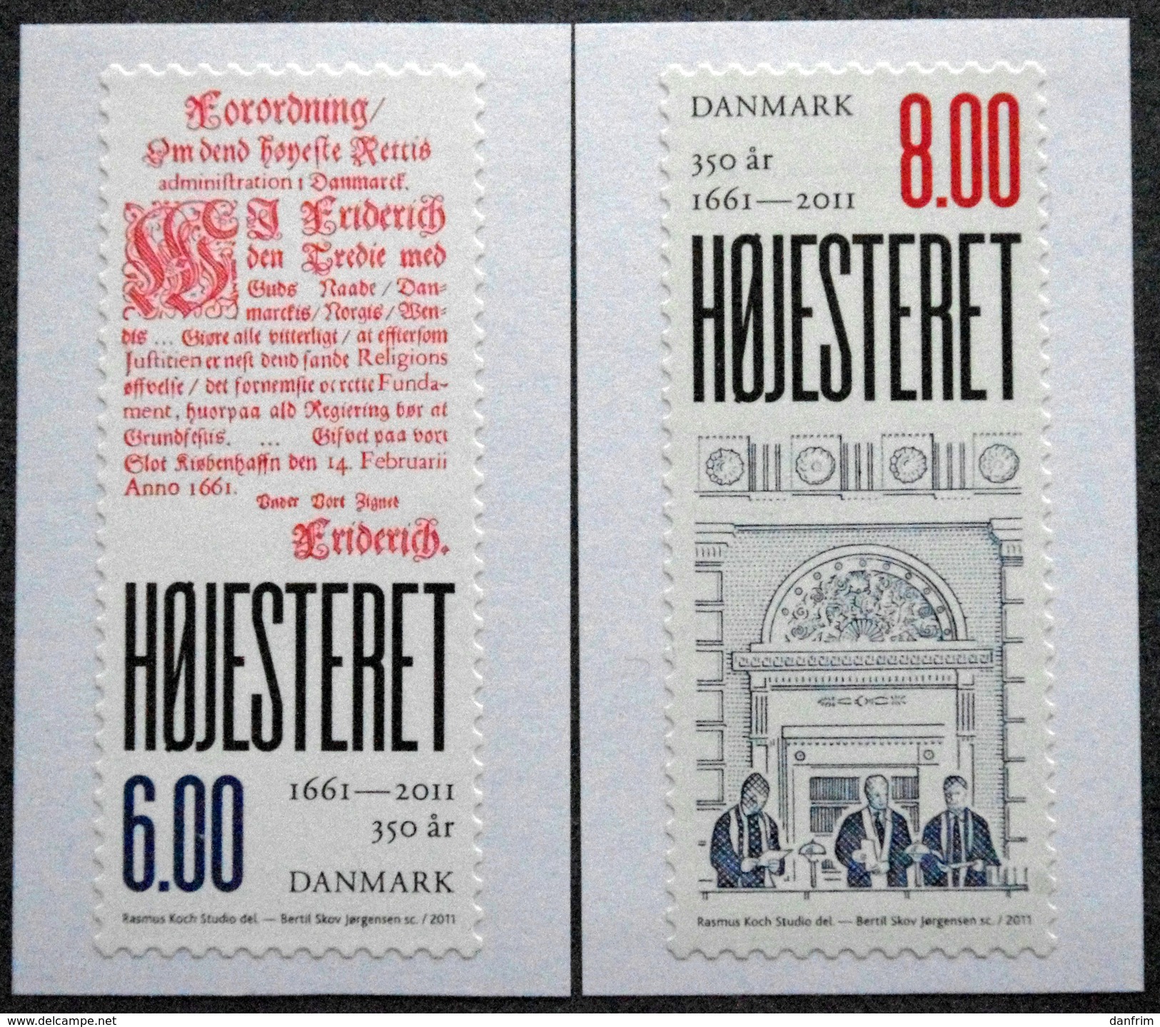 Denmark 2011   Court Of Justice   . Minr. 1636-37 MNH (**) ( Lot L 3169) - Unused Stamps
