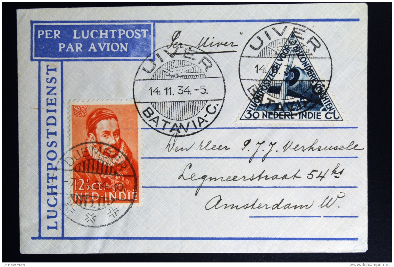 Netherlands East Indies UIVER Return Flight BJawa Djember Timor Naar Amsterdam 1934 - Indie Olandesi
