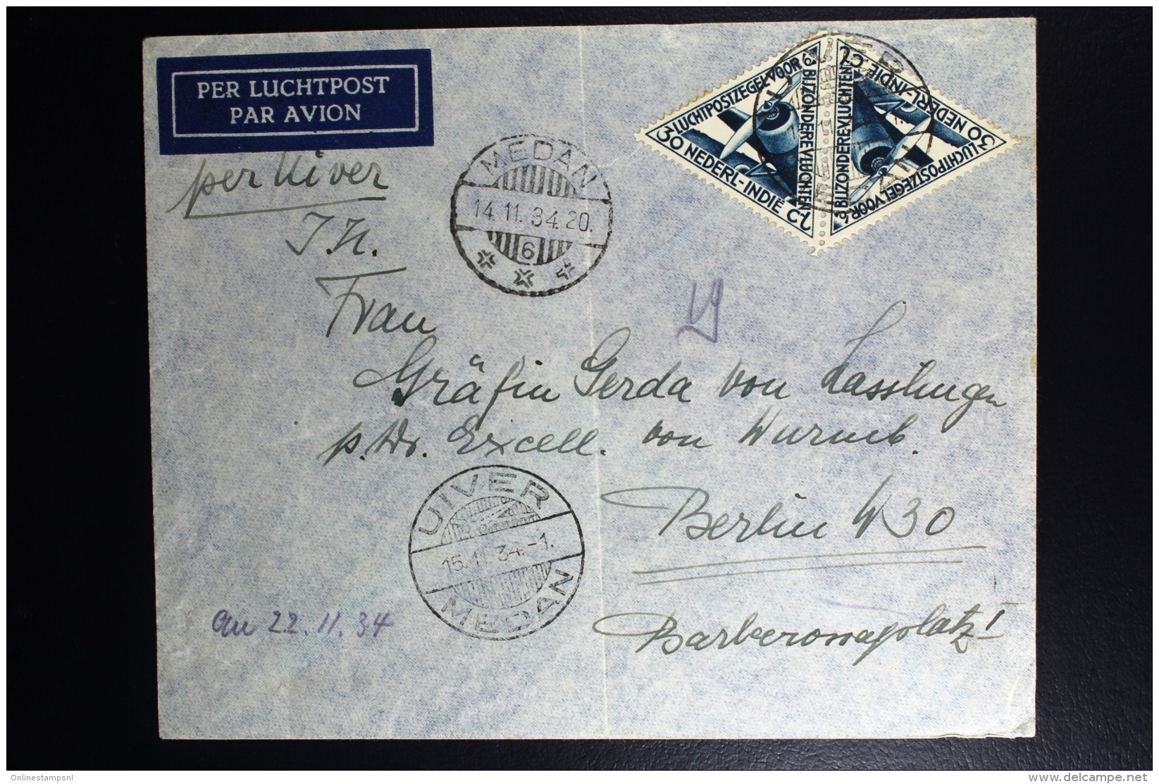 Netherlands East Indies UIVER Return Flight Medan Berlin  1934 - Indes Néerlandaises