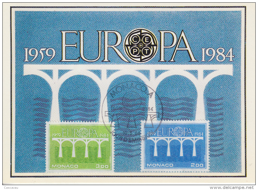 Carte  Maximum  1er  Jour   MONACO   Paire    EUROPA    1984 - 1984