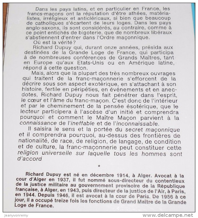 La Foi D'un Franc-Maçon. Richard Dupuy. 1975. - Esotérisme