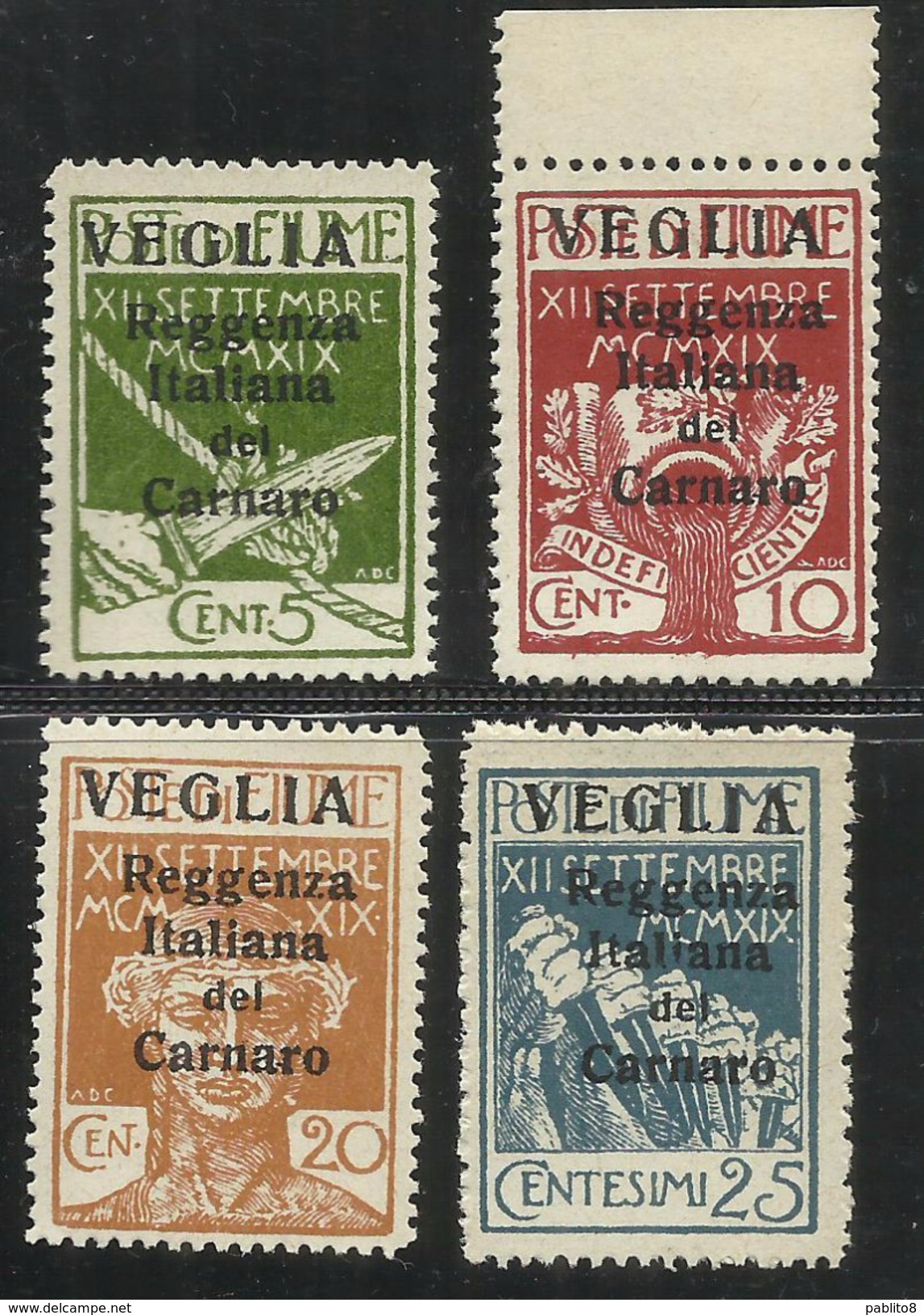 VEGLIA 1920 REGGENZA ITALIANA DEL CARNARO SERIE COMPLETA COMPLETE SET MNH - Arbe & Veglia