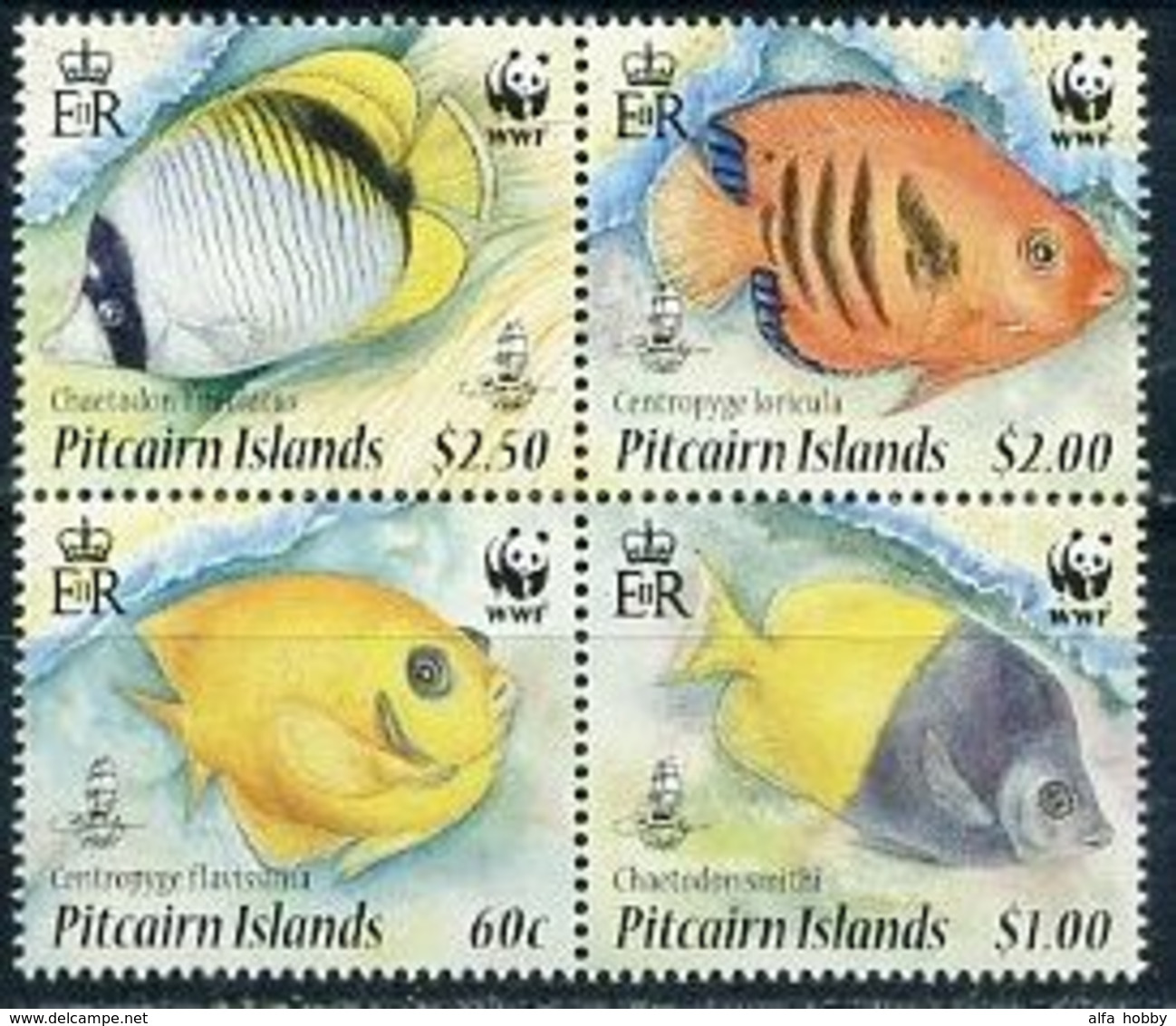 Pitcairn , Fish, WWF, 2010,  4 V - Ongebruikt