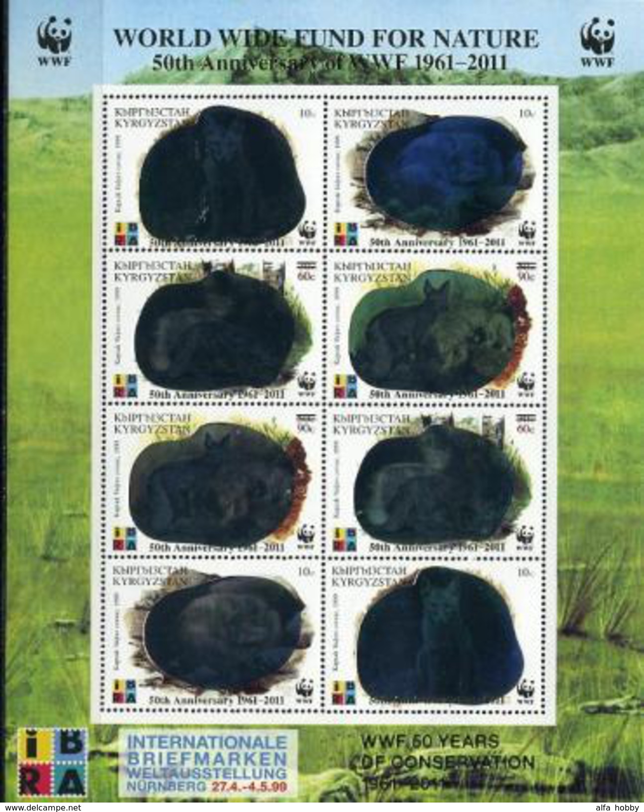 Kyrgyzstan, WWF, 2011, Overprinted, Sheetlet Of 2 Sets Hologramm - Unused Stamps