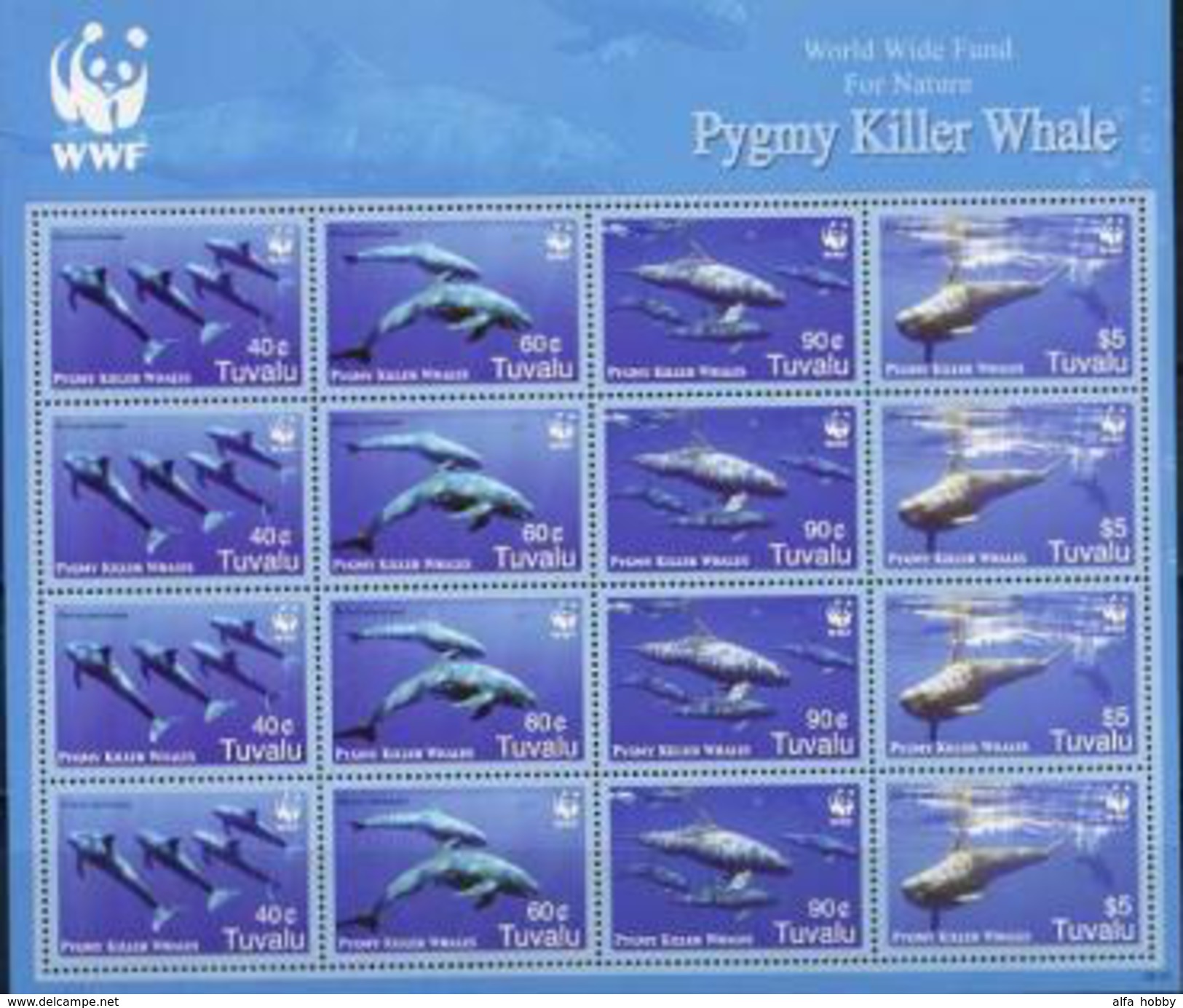 Tuvalu, Whales, WWF, 2006, Sheet 4x4 - Unused Stamps