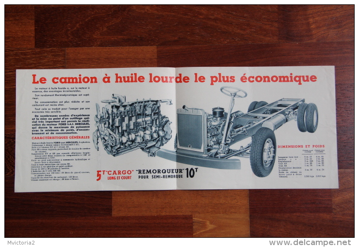 Dépliant Publicitaire Camion FORD S.A.F , 5 T, " CARGO". - Advertising