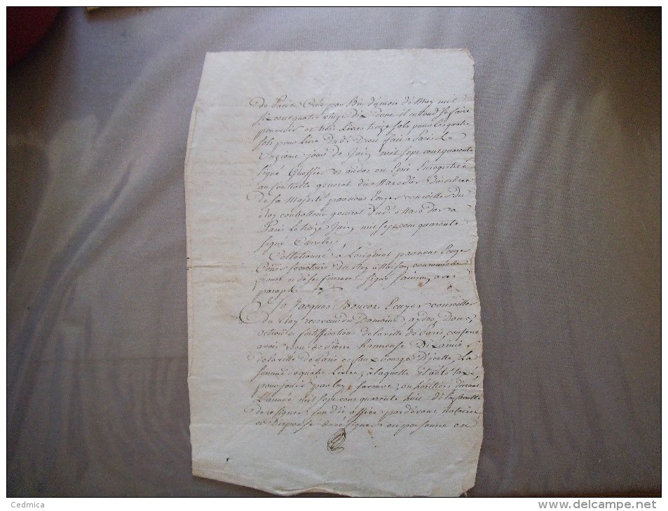 18 FEVRIER 1748 CONSEILLER DU ROY RECEVEUR DU DOMAINE PARIS JACQUES BOUCOL LECUYER - Manuscrits