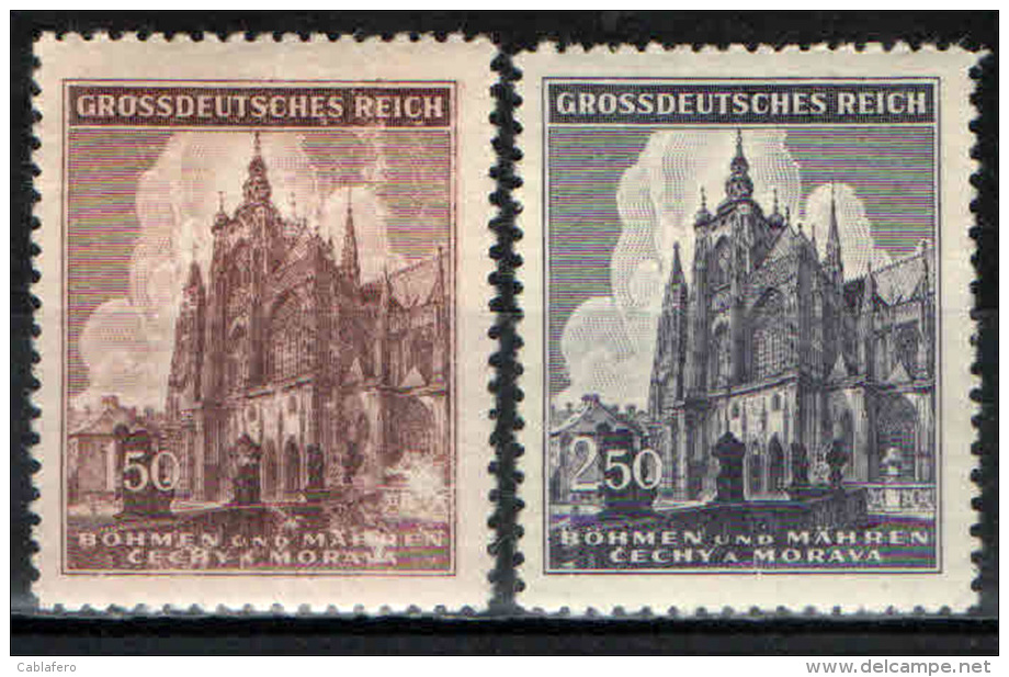 BOEMIA E MORAVIA - 1944 - CATTEDRALE SAN VITO DI PRAGA - NUOVI MNH - SEE 2 SCANS - Unused Stamps