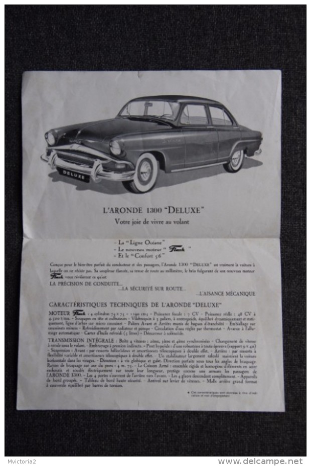 Dépliant Publicitaire SIMCA ARONDE 1300 De Luxe - Publicités