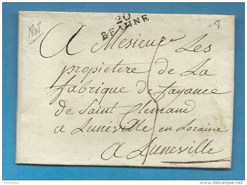 Cote D´Or - Beaune Pour La Fabrique De Faience De St Clément à Luneville. LAC De 1808 - 1801-1848: Voorlopers XIX